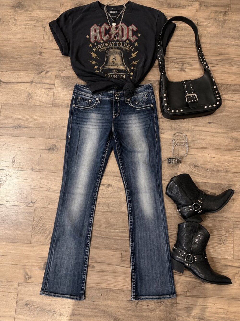 VIGOSS Women’s Bootcut Jeans Size 11/12 Long 35” Inseam Medium Dark Wash Faded